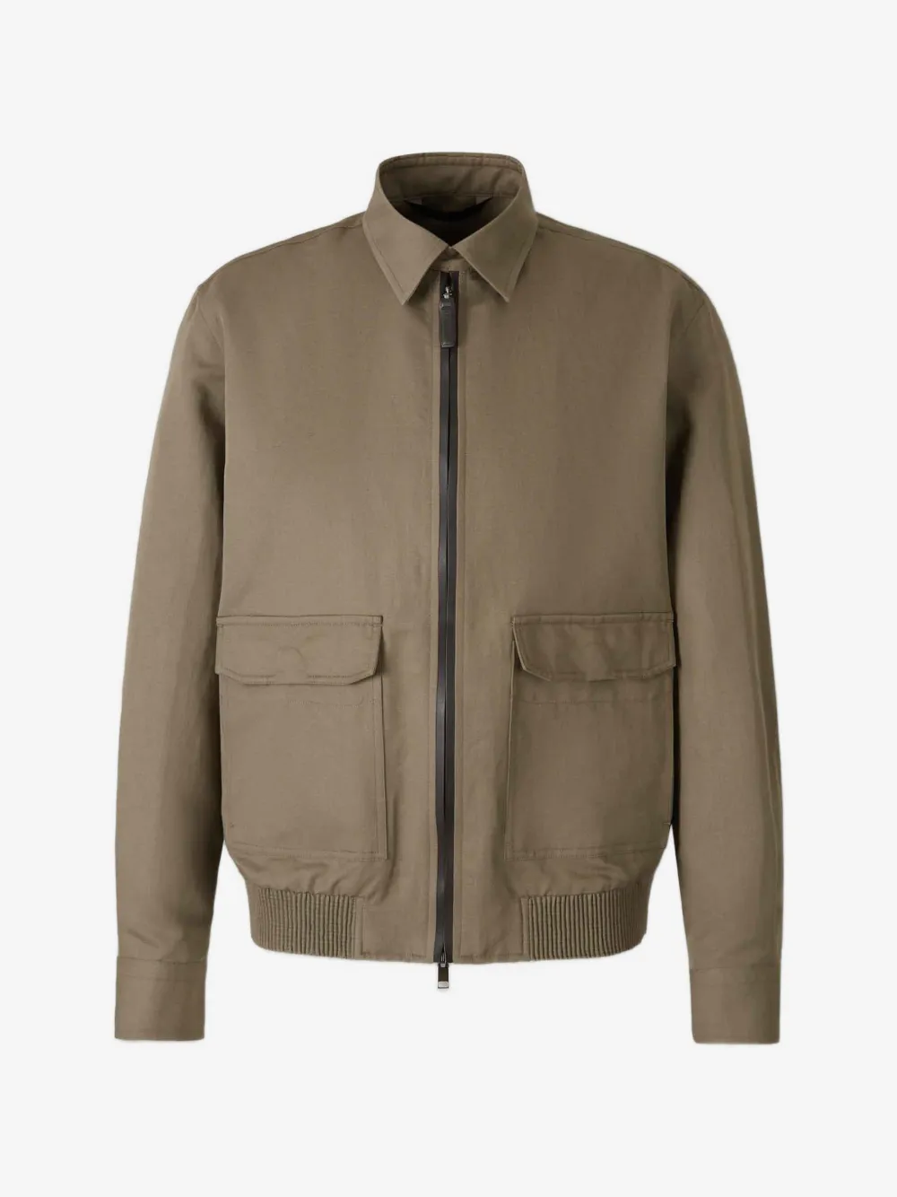 Brioni patch-detail zip-up jacket | Green | Image 1