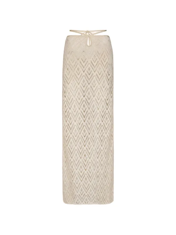 Johanna Ortiz Soul Embroidered Midi Skirt in Neutrals