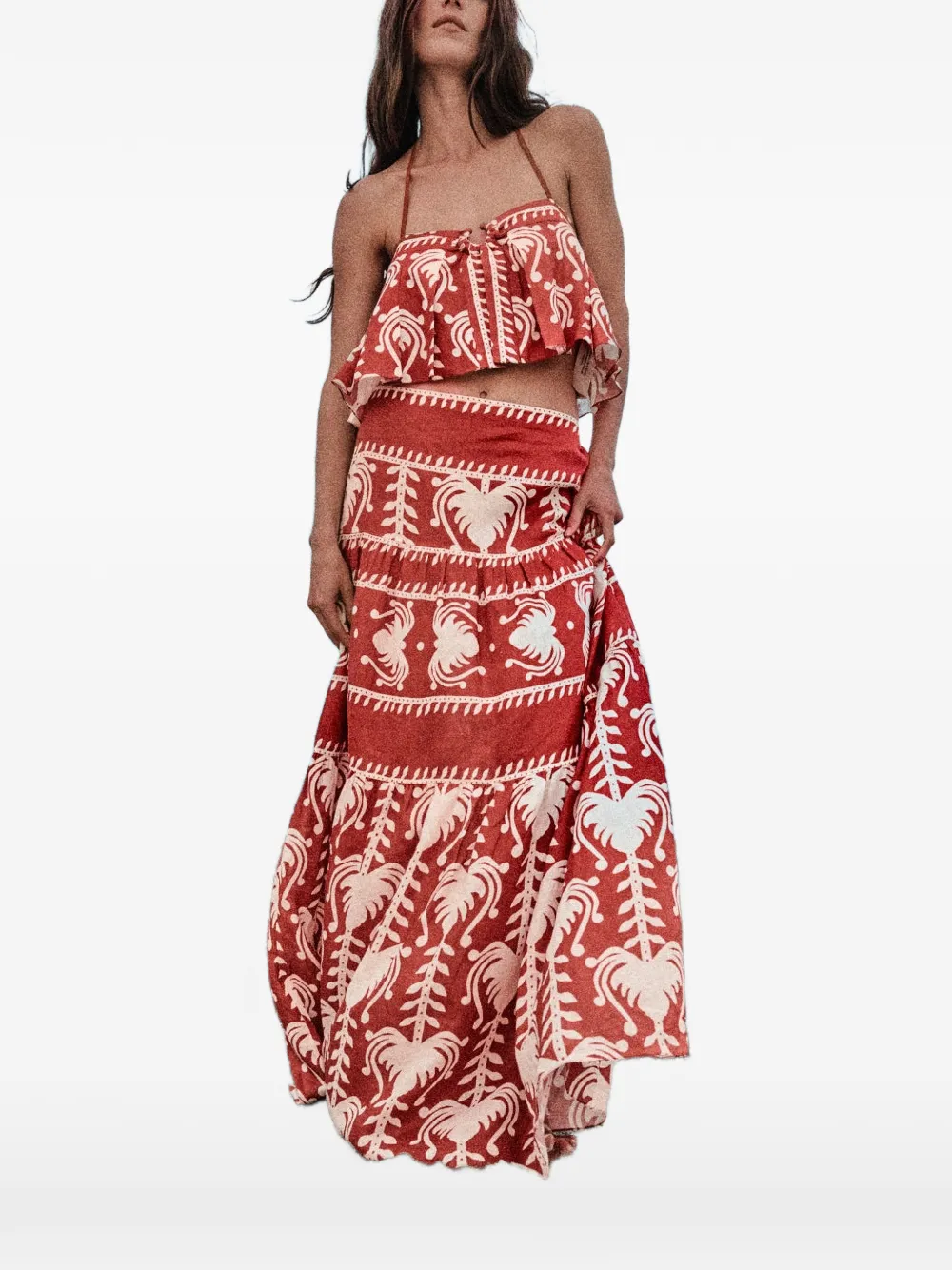 Johanna Ortiz Oceanic floral top - Rosso