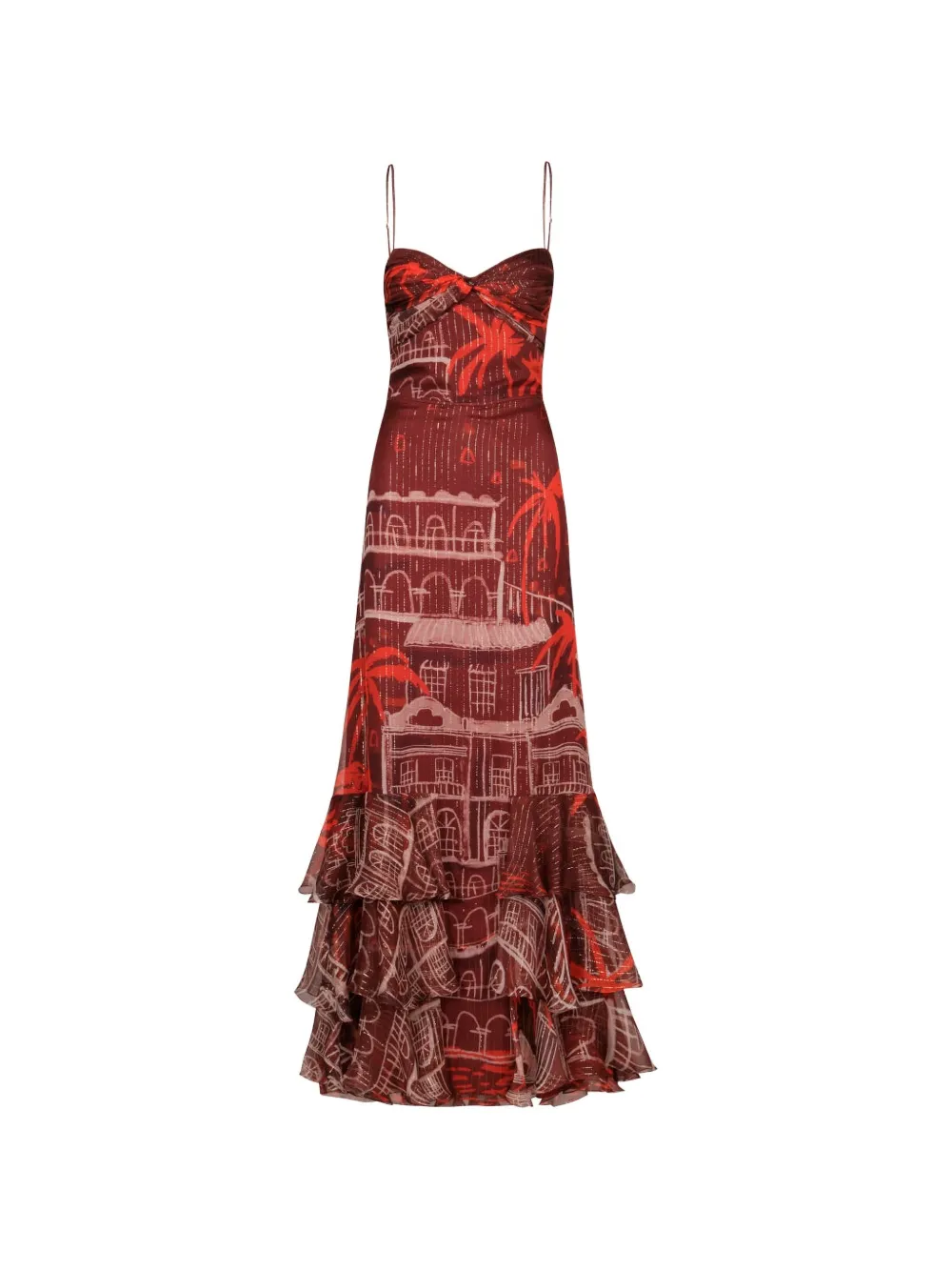 Johanna Ortiz Pasos Nocturnos ruffled maxi dress - Rosso