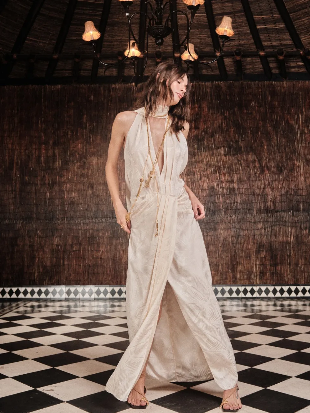 Johanna Ortiz Wildly Beautiful midi-jurk Beige