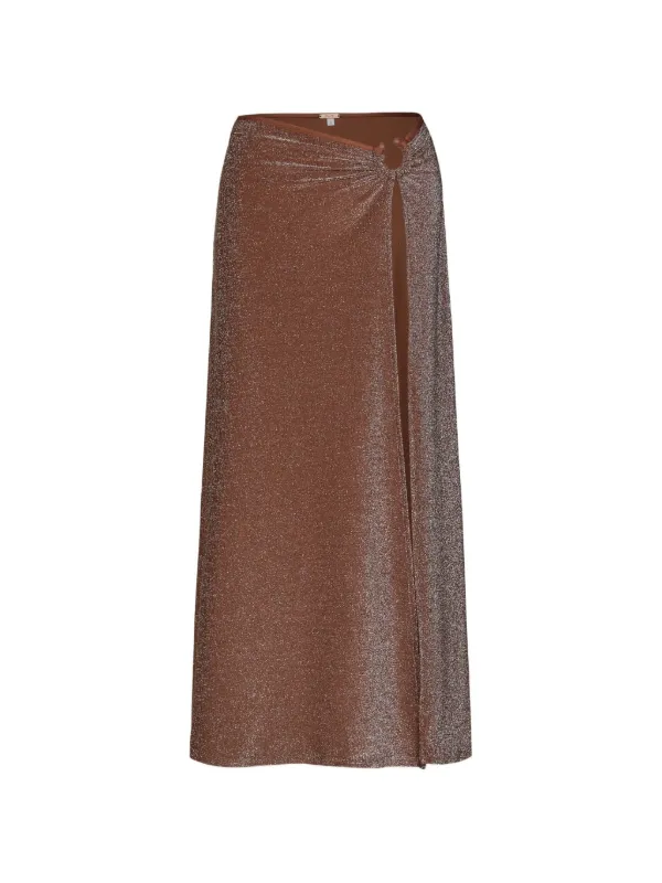 Johanna Ortiz Nuevo Destino Glitter-effect Maxi Skirt in Brown