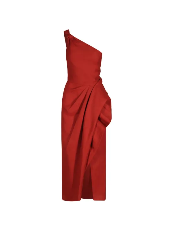 one shoulder red dress zara zara red dress one shoulder Adora One-Shoulder Maxi Dress Red