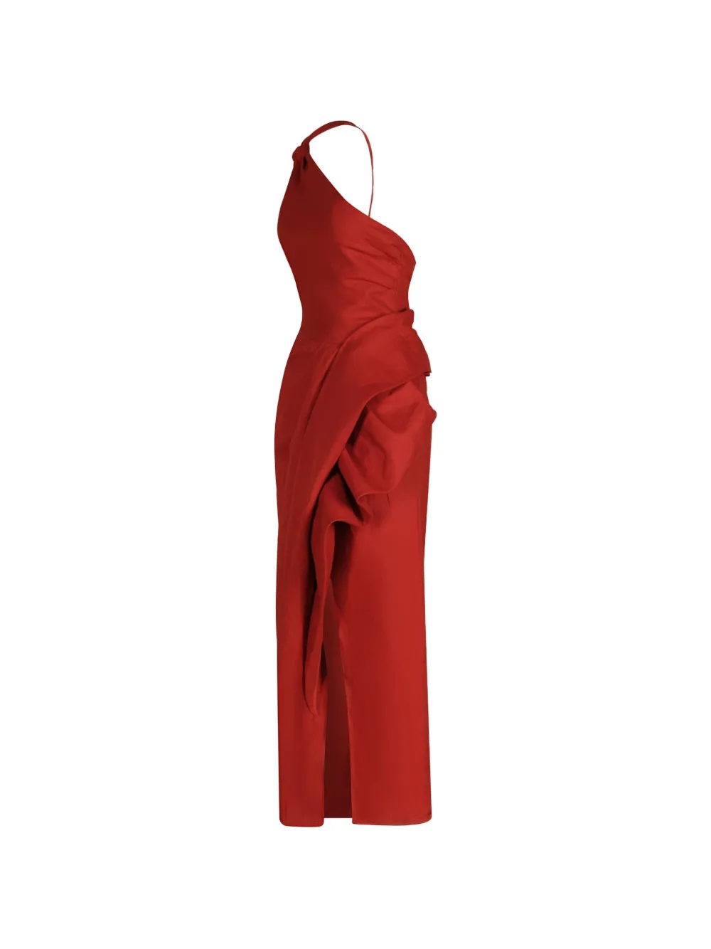 Salsero One-Shoulder Ruffled Midi Dress