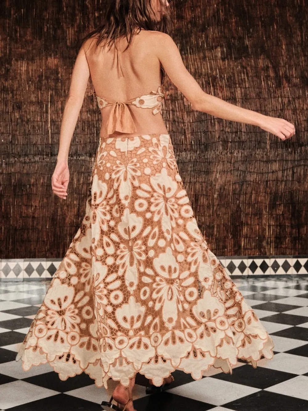 Johanna Ortiz Morning Groove midi-jurk met bloemenprint Beige