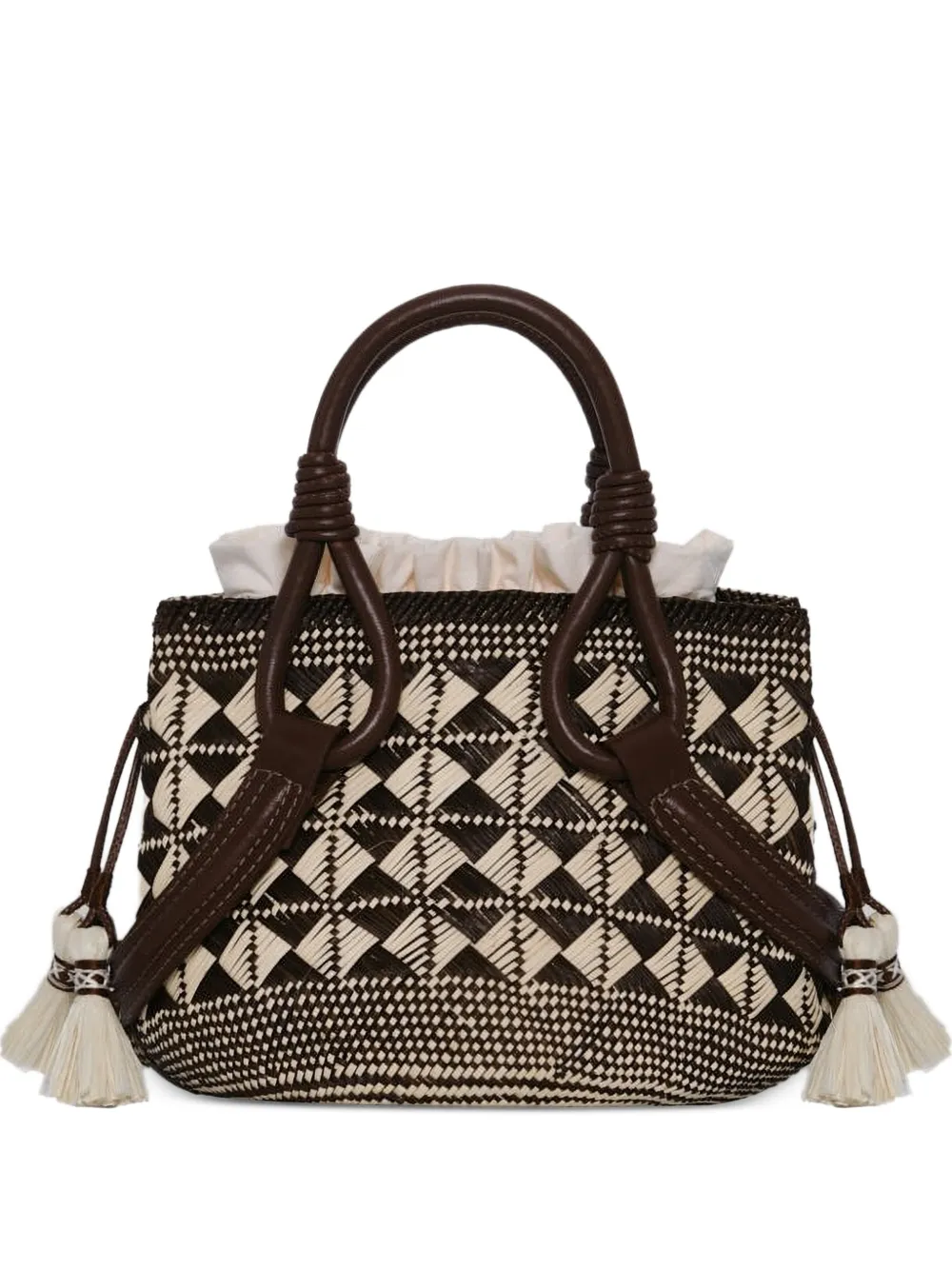 Johanna Ortiz mini Fluid Grace geometric-pattern tote bag - Marrone