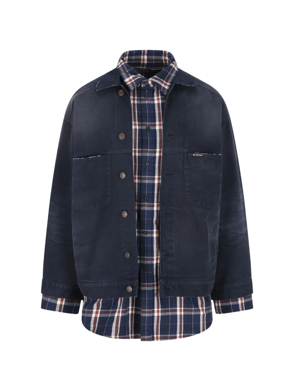 Balenciaga button-fastening check-pattern jacket - Blu