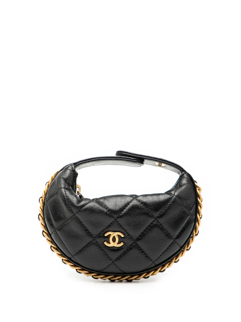 CHANEL Pre-Owned 2021-2025 Mini Quilted Lambskin Chain Around Pouch handbag - Nero