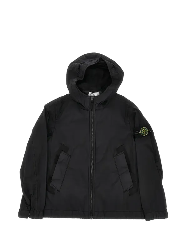 Stone Island Junior フーデッド ジャケット | ブラック | FARFETCH JP