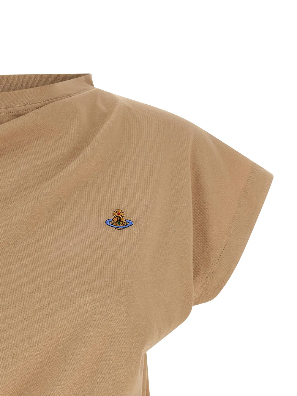 Orb asymmetrical-sleeve top