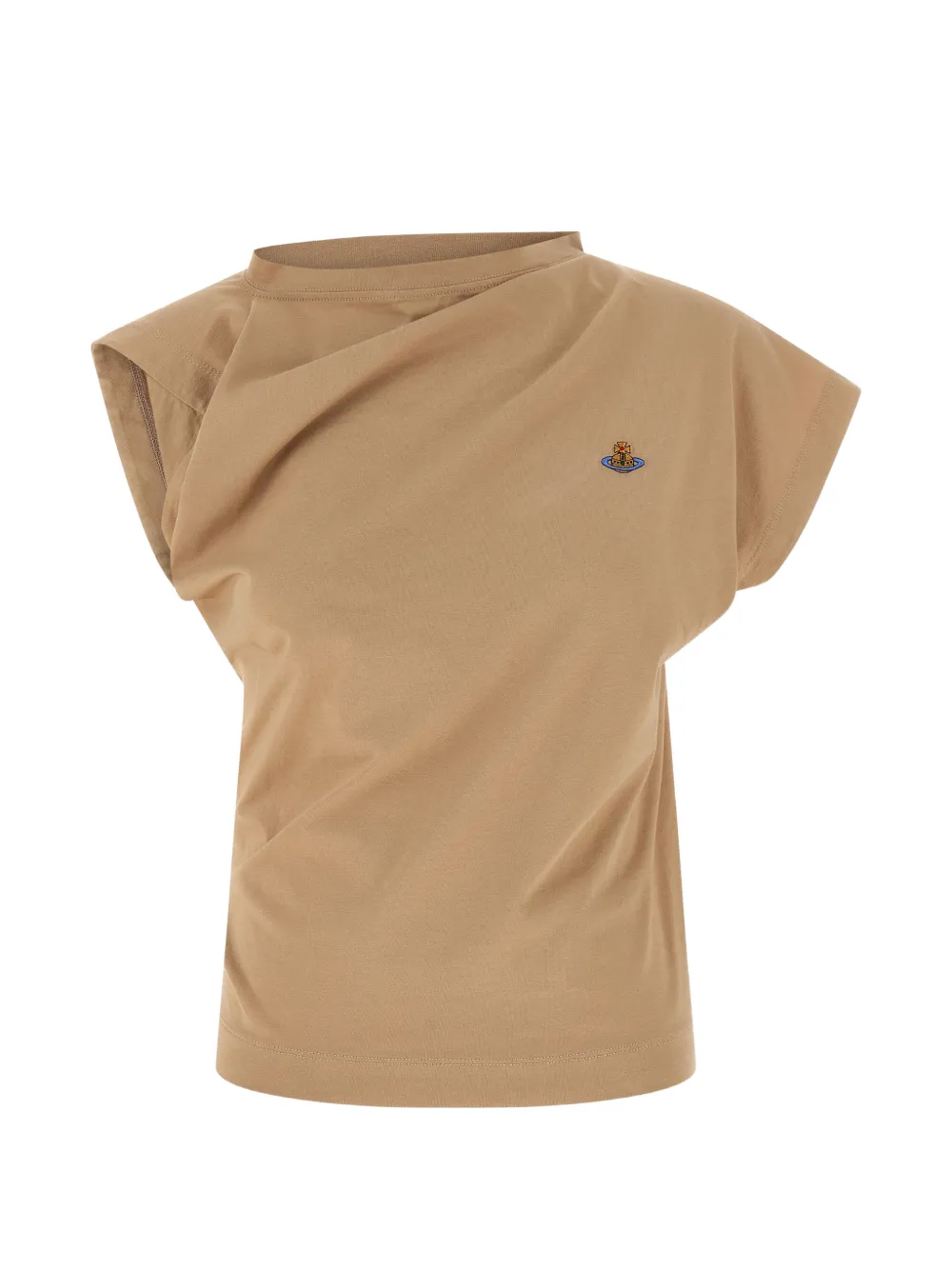 Vivienne Westwood Orb asymmetrical-sleeve top - Marrone