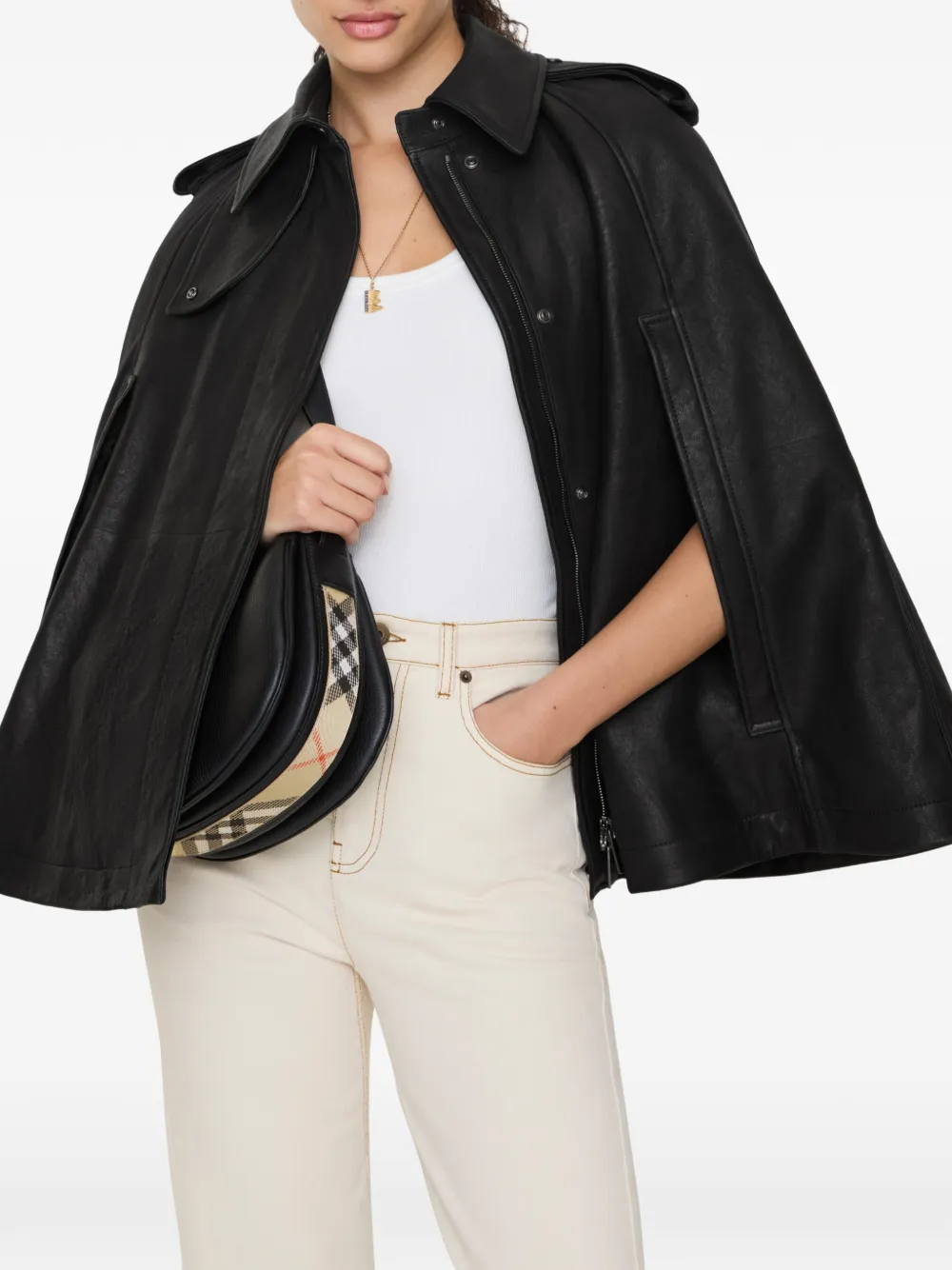 Burberry Leren cape Zwart