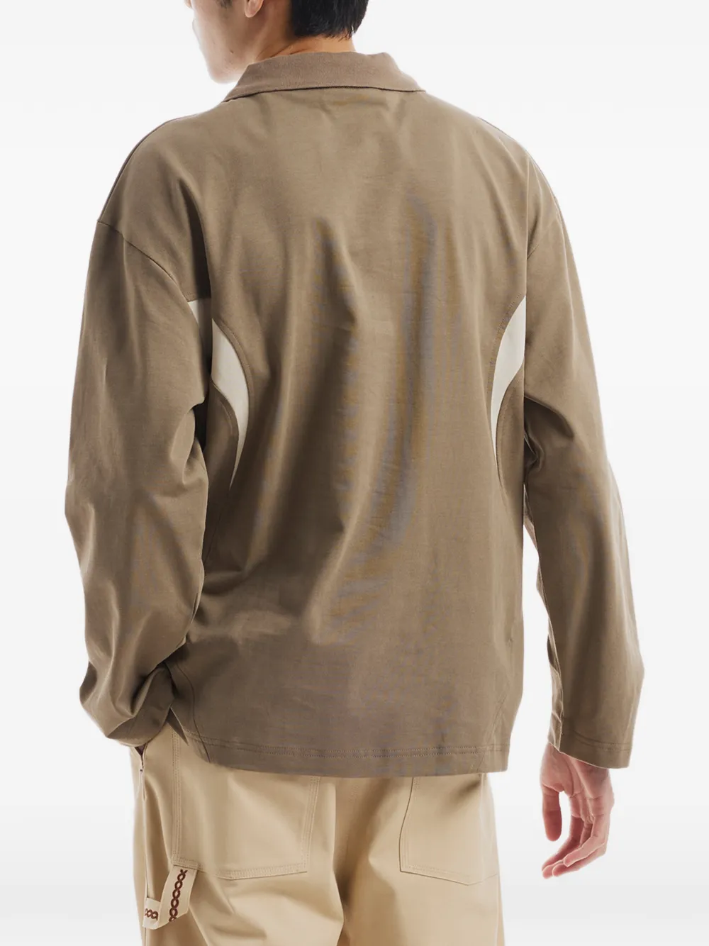 Off Duty Ovan T-shirt met contrasterend vlak en lange mouwen Bruin