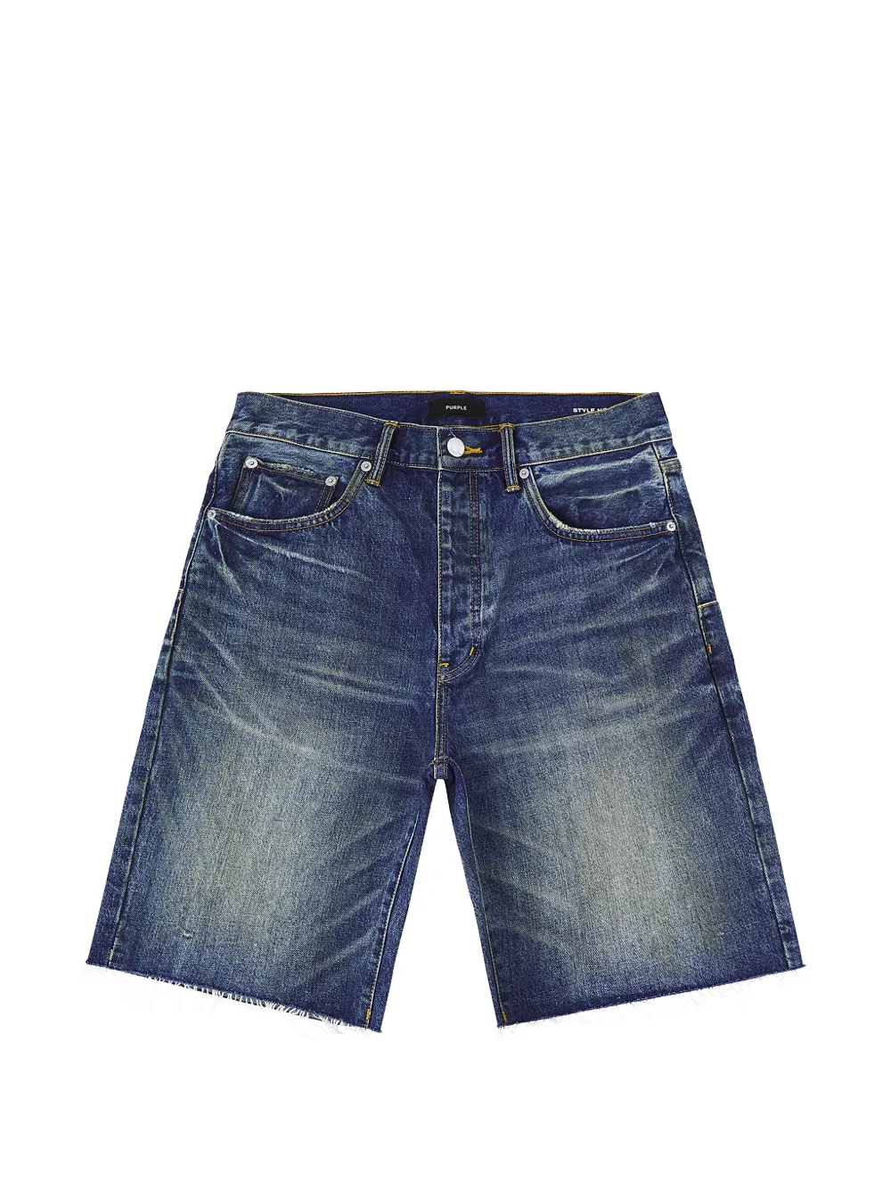 Purple Brand frayed-hem denim short - Blu