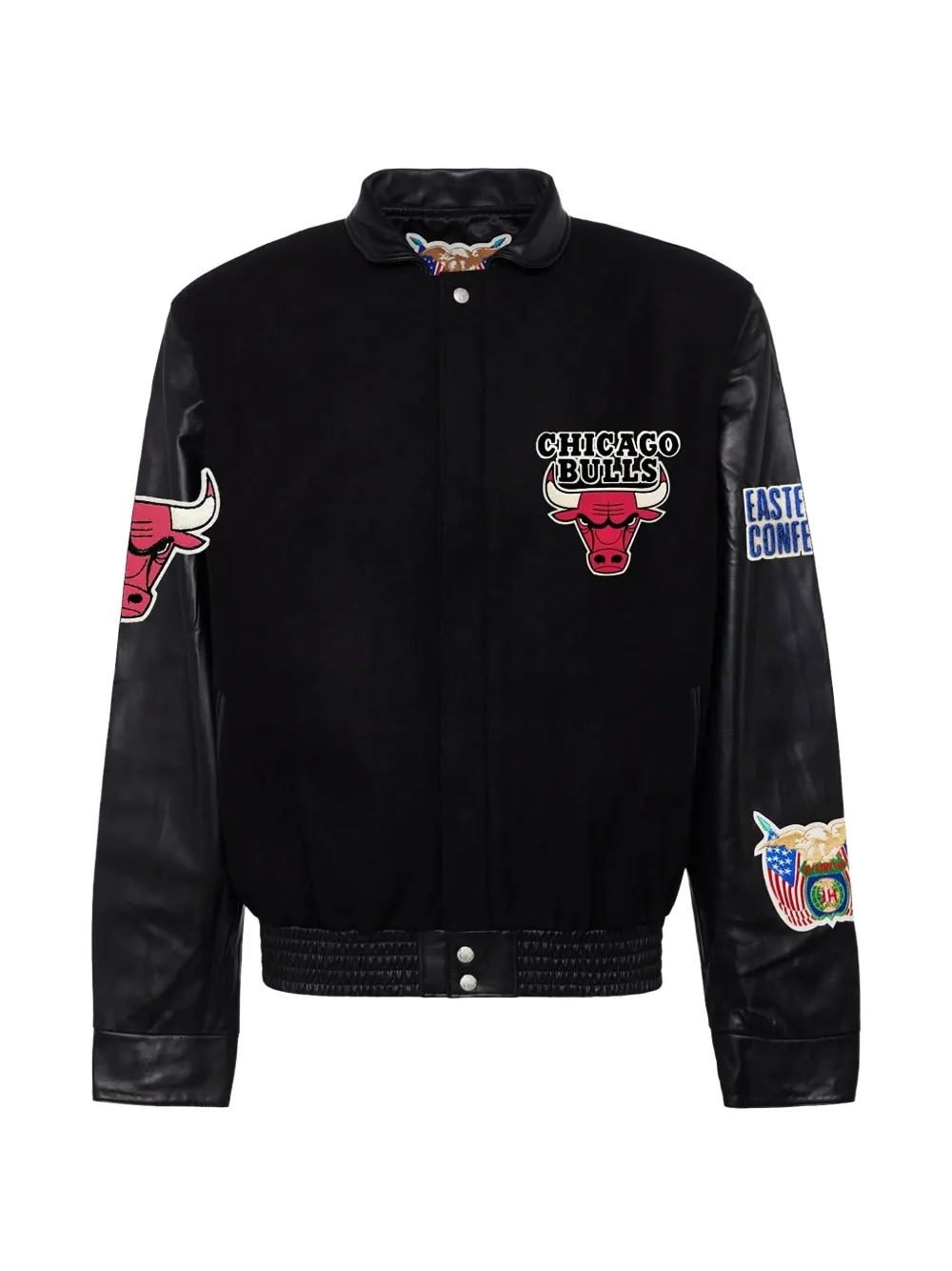 Jeff Hamilton Chicago Bulls leather-sleeve bomber jacket - Nero