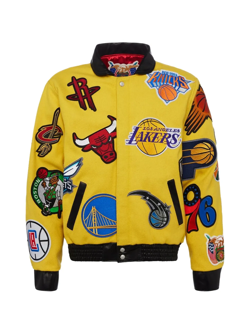 Jeff Hamilton x NBA Collage leather bomber jacket - Giallo