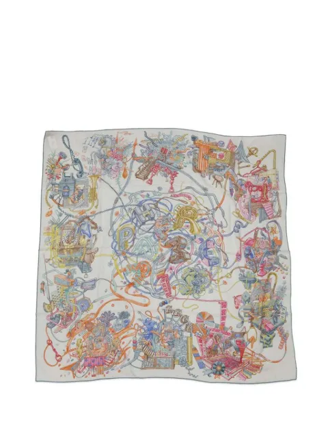 Hermès Pre-Owned 2020-2025 Le Monde d Hermes Cashmere Silk Shawl 140 scarves