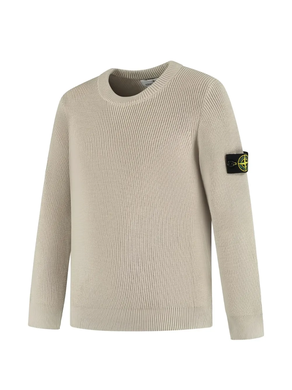 Stone Island Junior Geribbelde trui met logopatch Beige