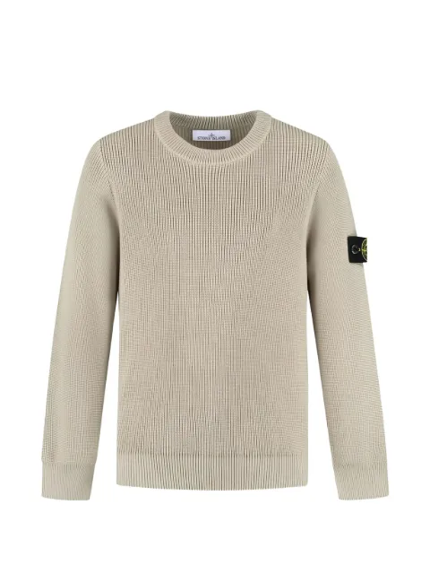 Stone Island Junior suéter tejido de canalé con parche del logo