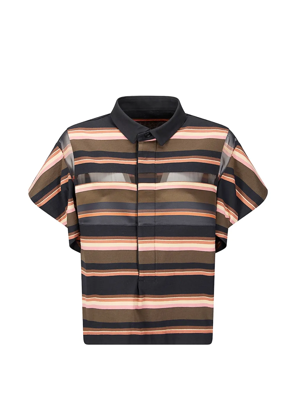 sacai horizontal stripe polo shirt - Nero