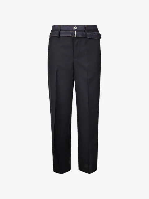 sacai denim-trimmed tailored trousers