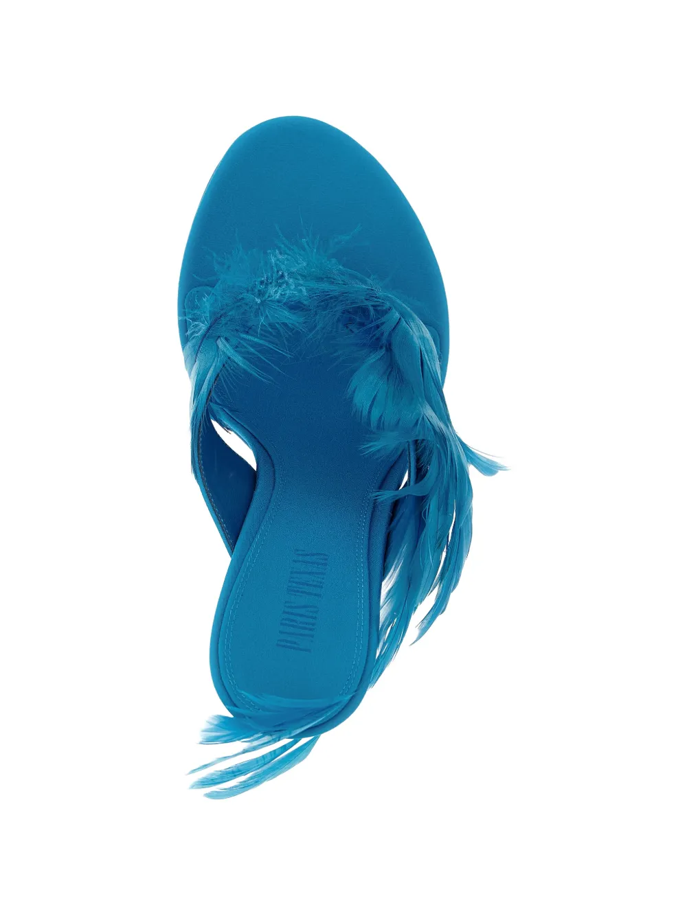 Paris Texas Lidia feather thong mules Blauw