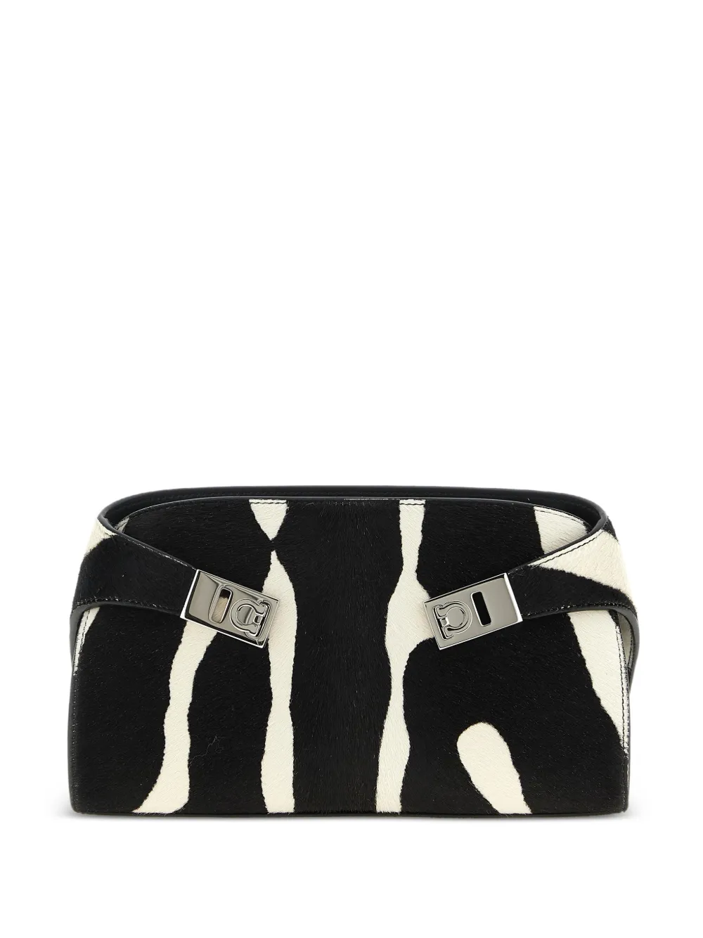 Ferragamo animal-print buckle clutch bag - Bianco
