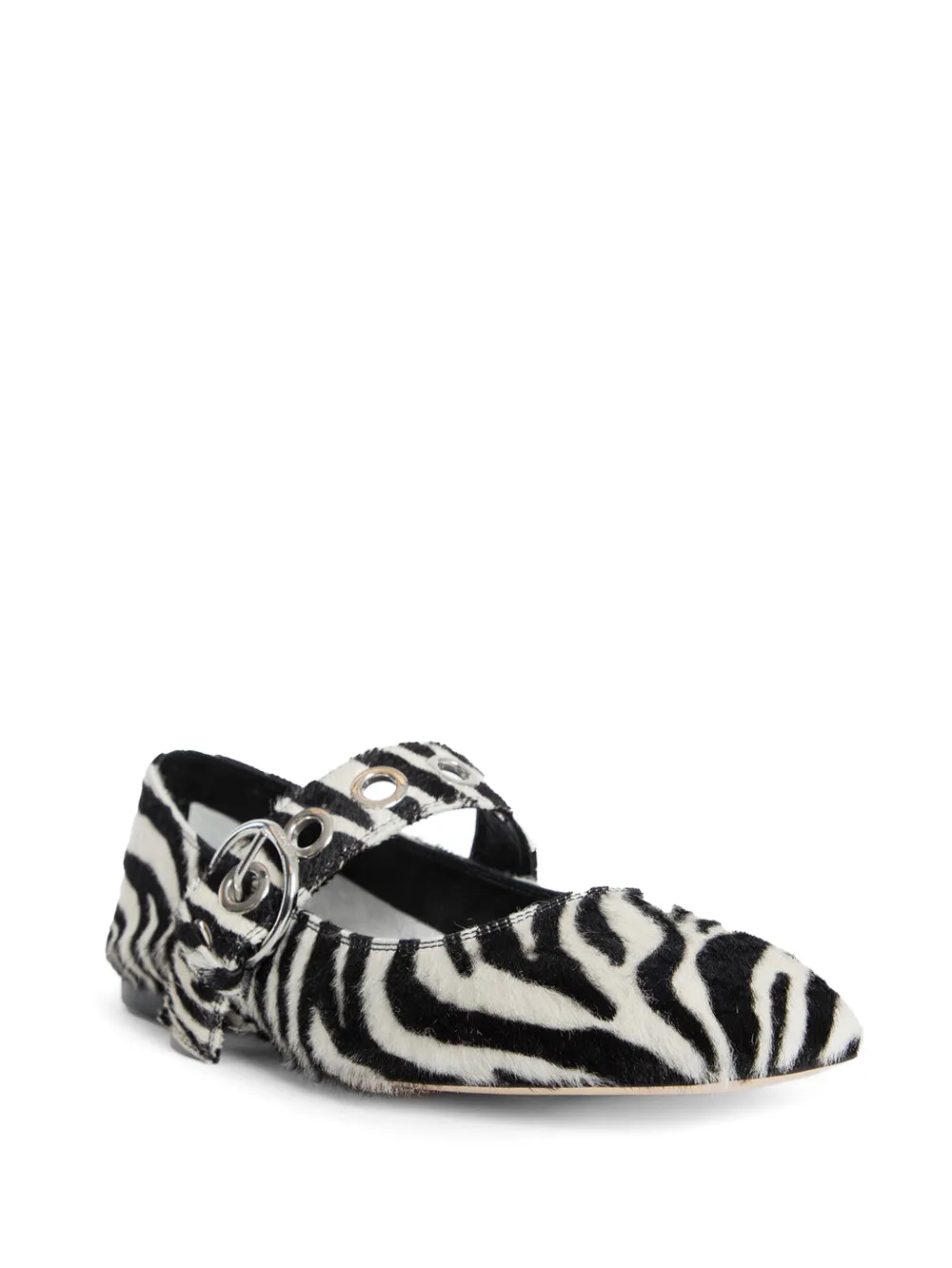 Aeyde zebra-print pony-hair ballet flats Wit