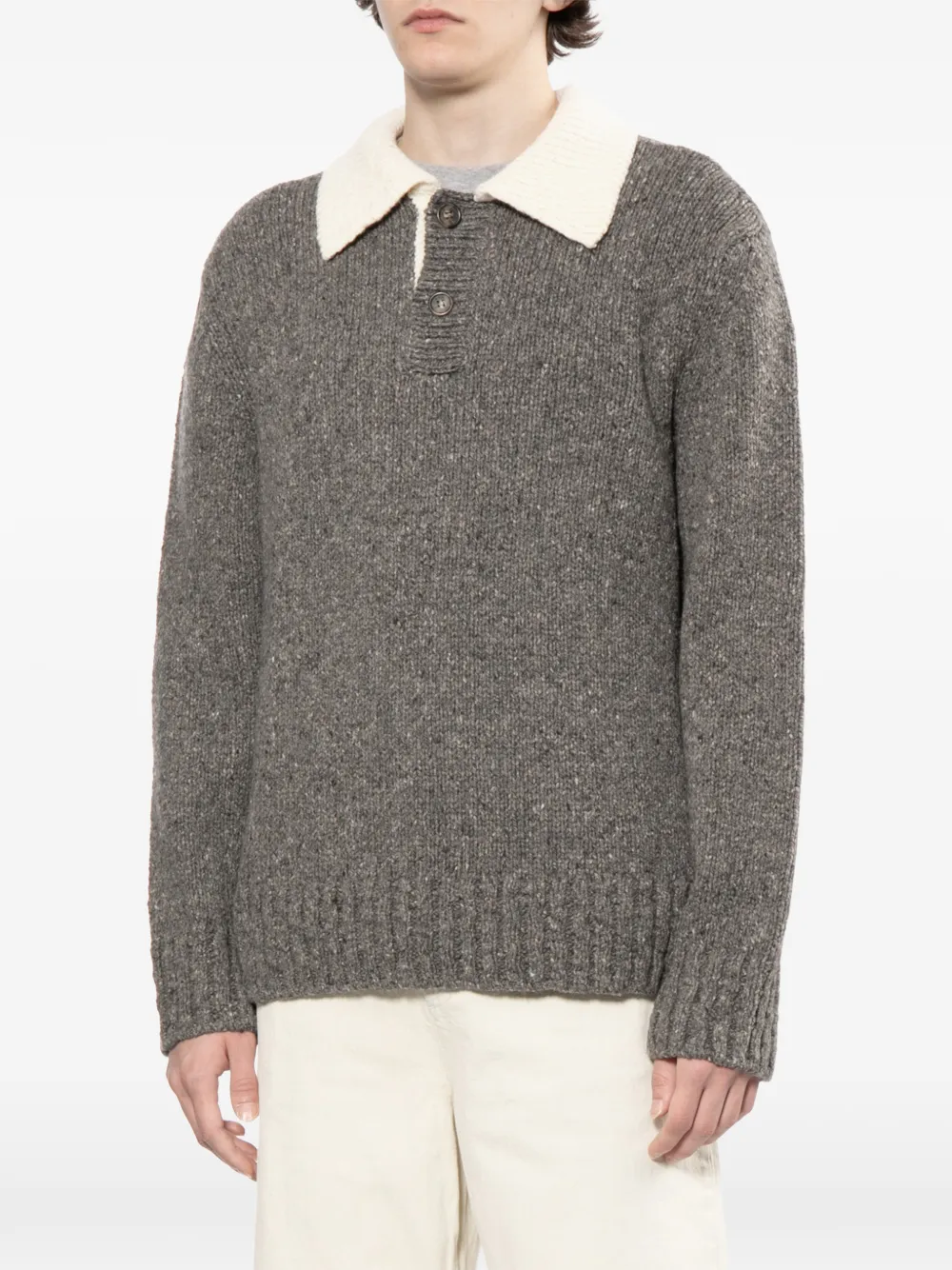  A.p.c. Contrasting Polo Sweater - Grey 