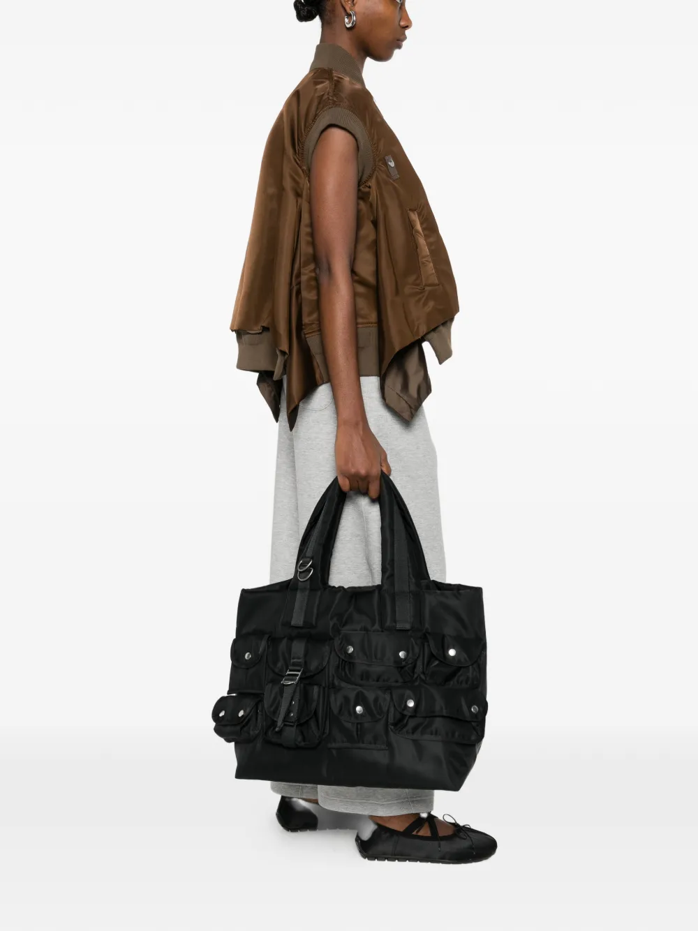  Sacai Pocket Tote Bag - Black 
