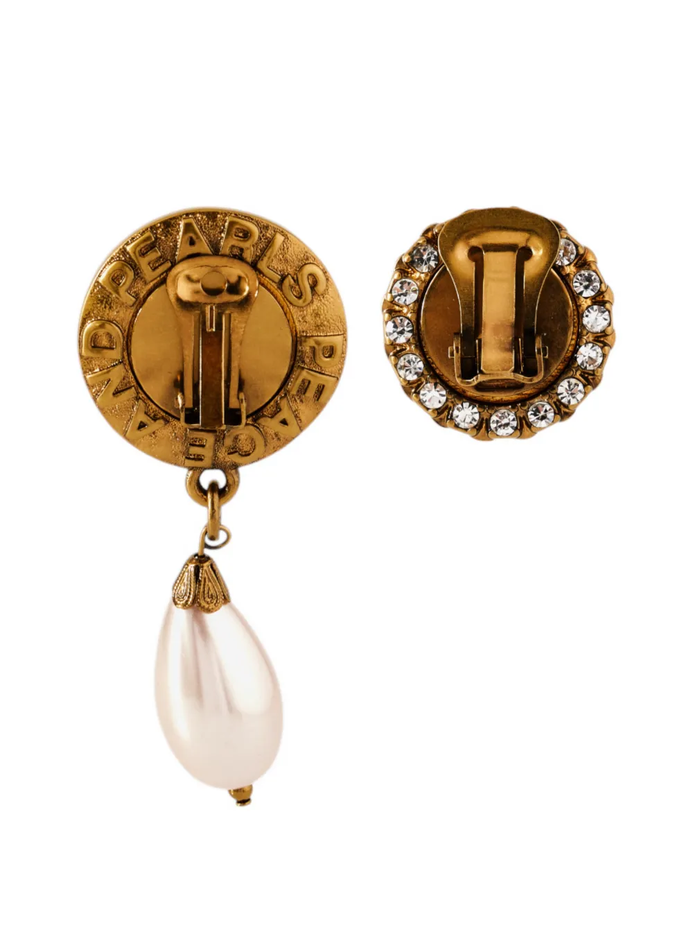 Moschino asymmetric pearl drop earrings - Oro