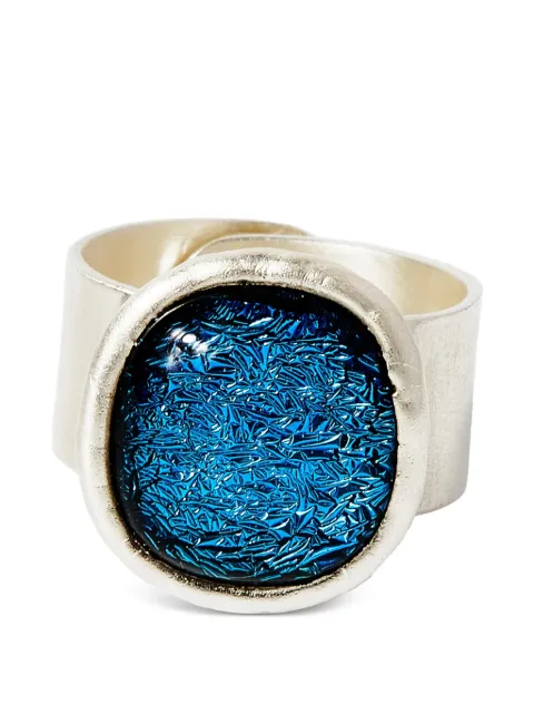 Poison Drop Lab dichroic glass cabochon ring