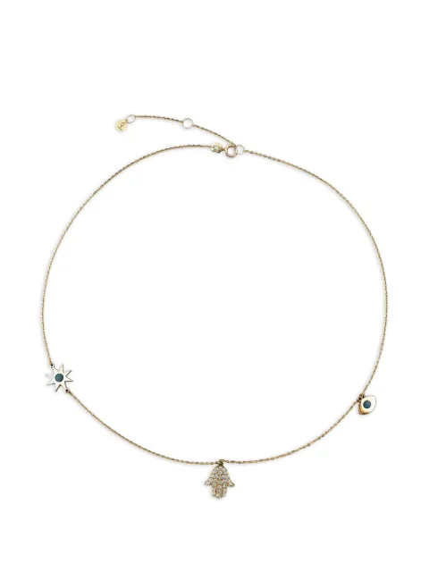 Falamank collar con dije de mano y diamantes