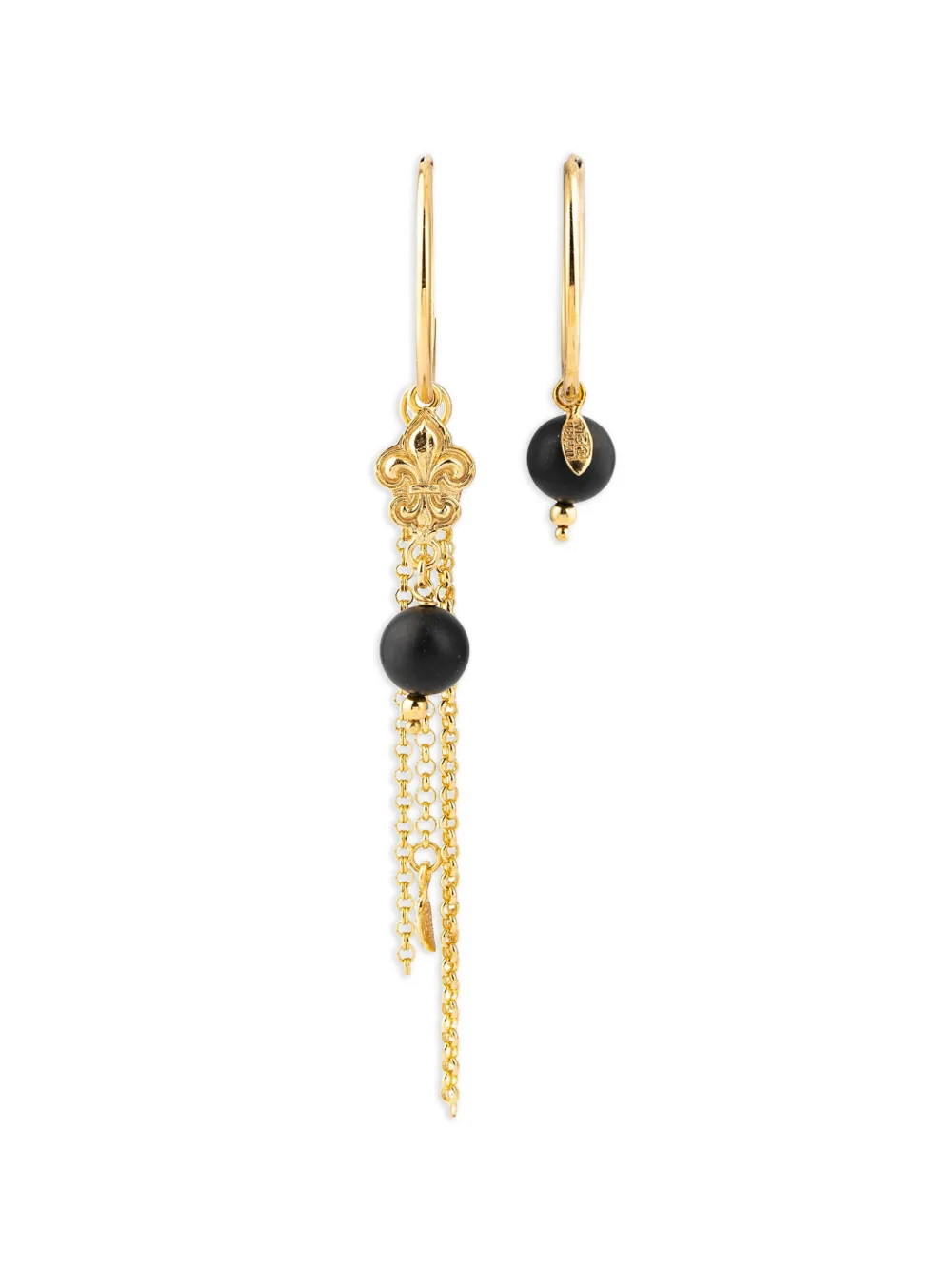 Gem Kingdom asymmetric onyx earrings - Gold