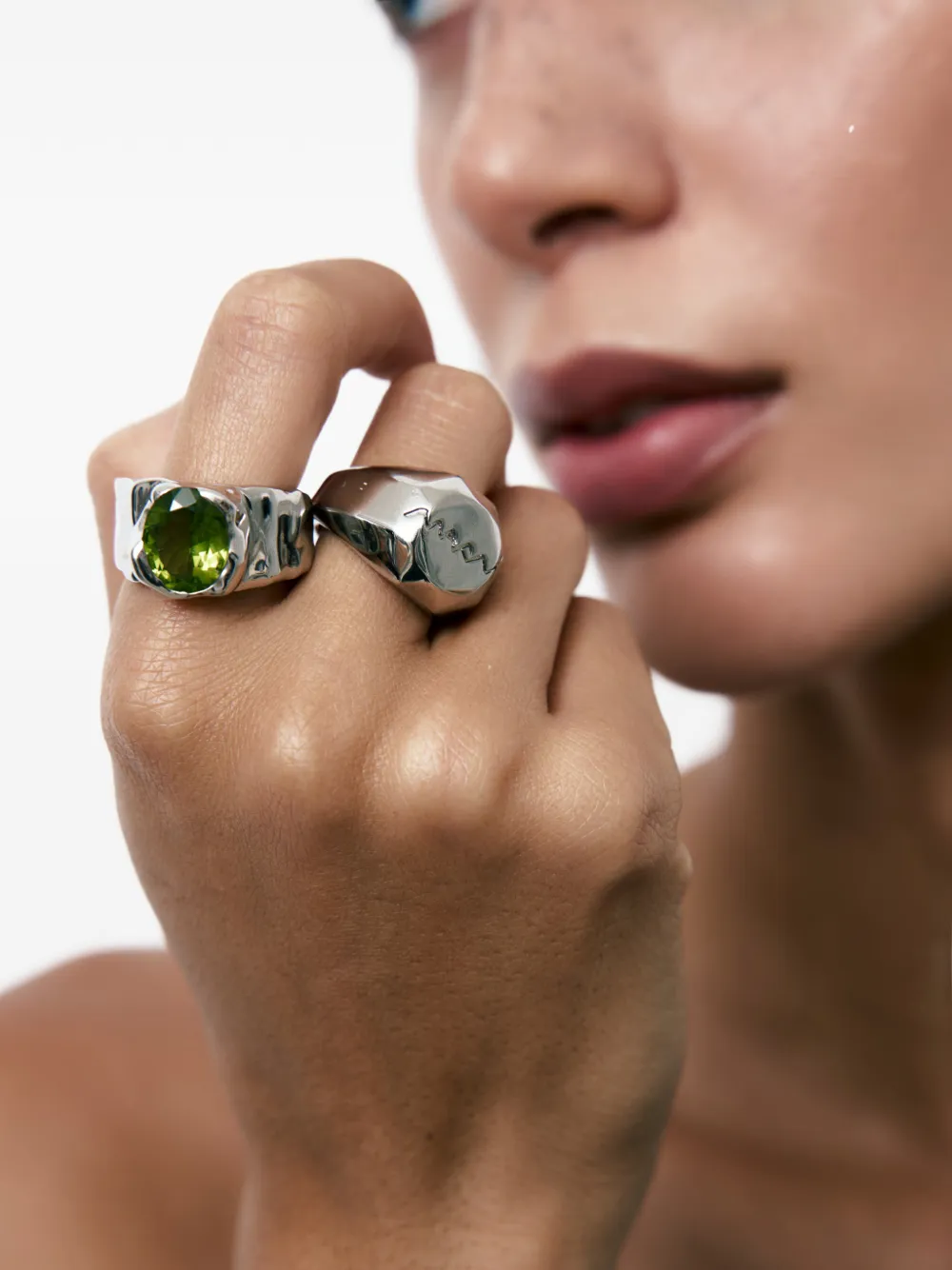 Marni Logo Ring In Metallic