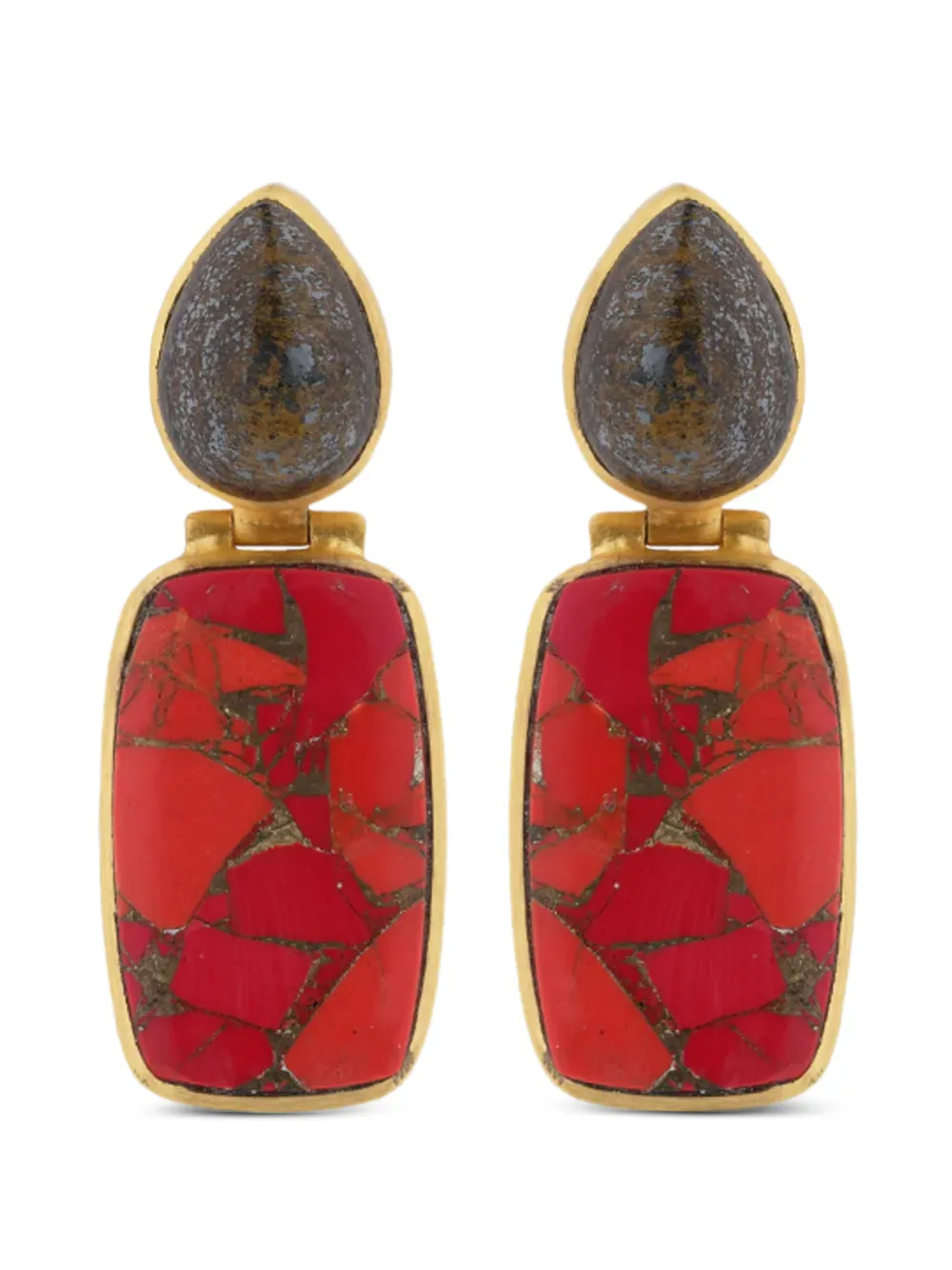Boheme Rectangle-shape Earrings In Red