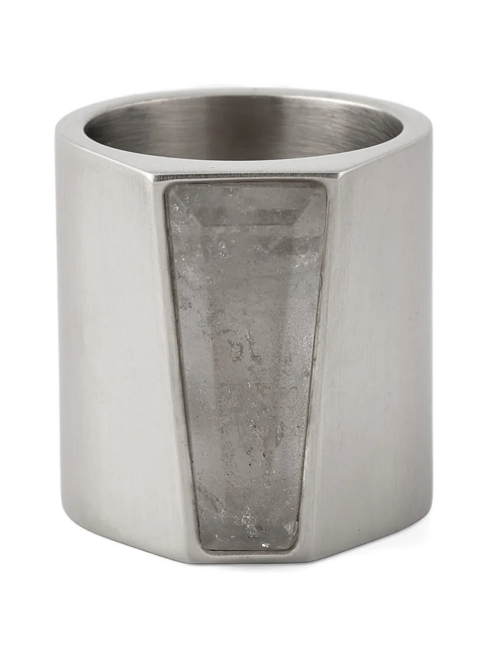 Rick Owens Beveled Crystal Trunk Ring In Metallic