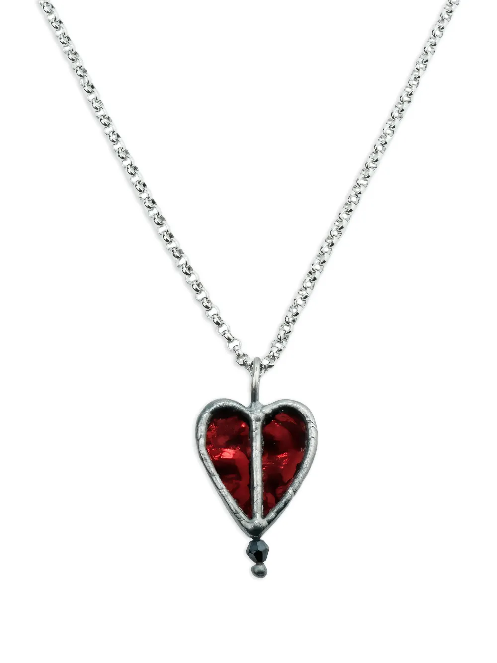  Poison Drop Lab Collar Con Colgante De Corazón - Plateado 