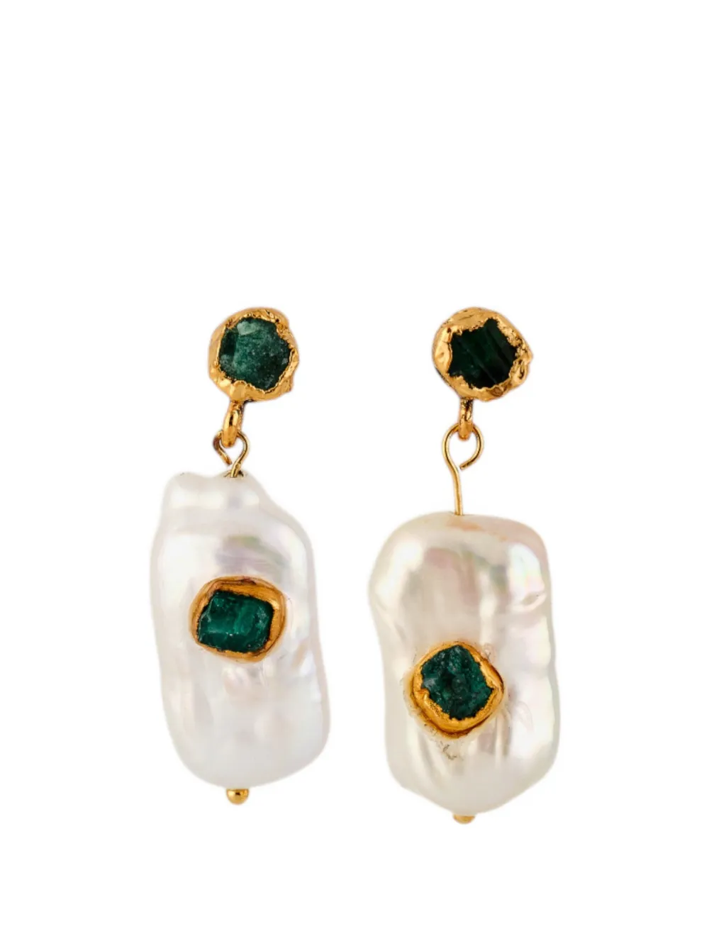 Fenomena Emerald Drop Earrings In White