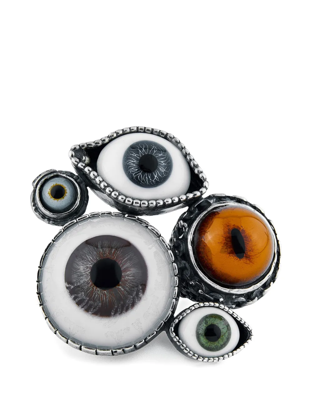 Gem Kingdom 眼睛图案戒指 In Silver