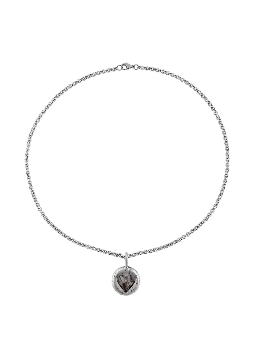 Poison Drop Lab Round Heart Pendant Necklace In Silver