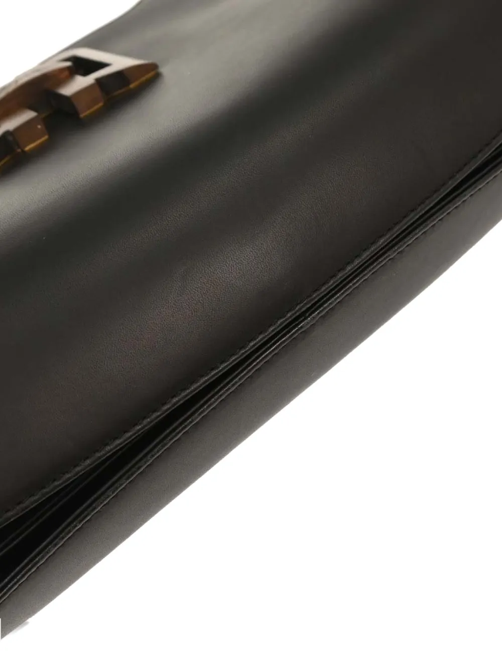 1990-2000s Wooden-Detail Leather Shoulder Bag