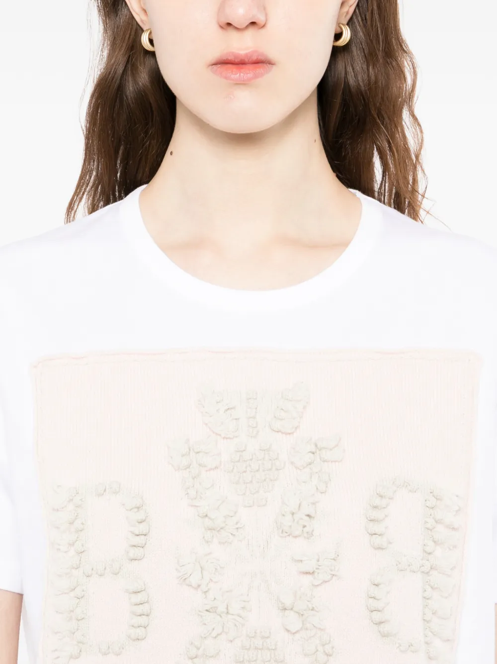 Barrie T-shirt met kasjmier patch en logo Wit