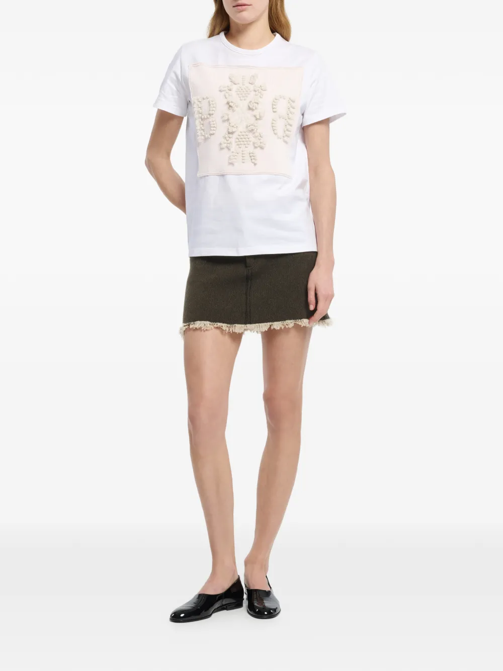 Barrie T-shirt met kasjmier patch en logo Wit
