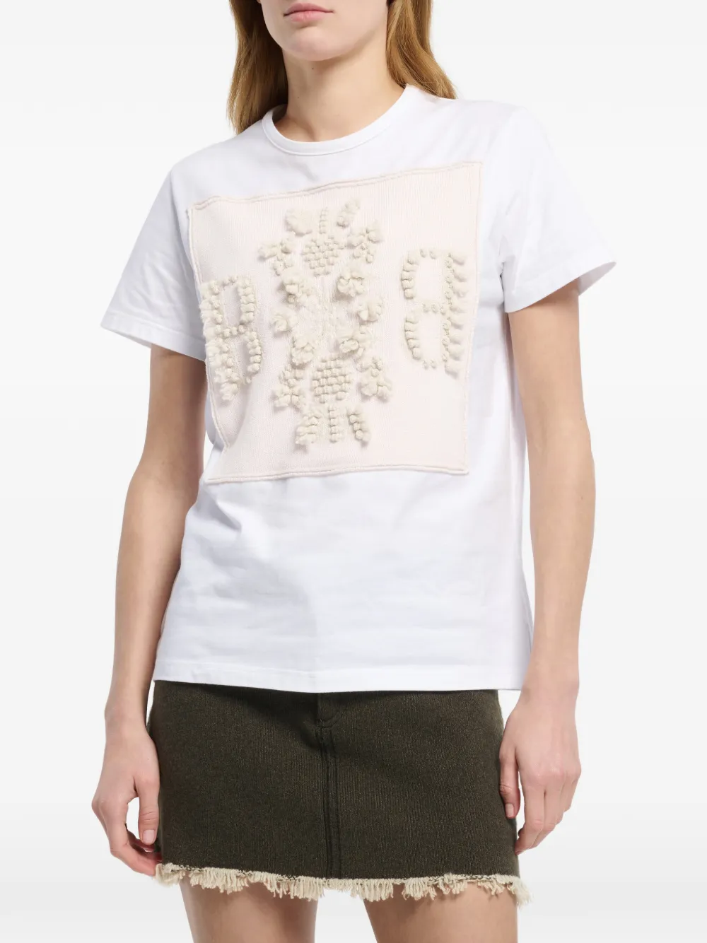 Barrie T-shirt met kasjmier patch en logo Wit