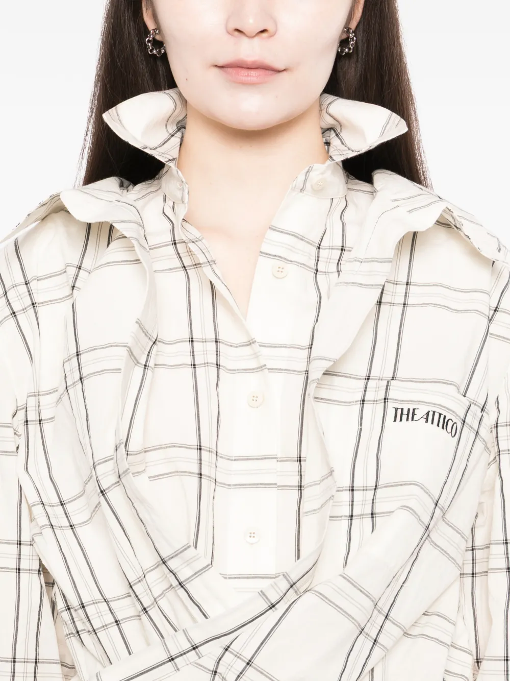 The Attico Geruite mini-jurk Beige