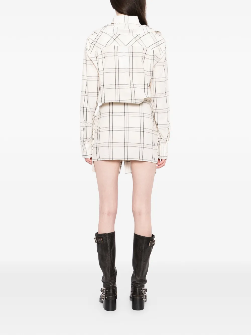 The Attico Geruite mini-jurk Beige