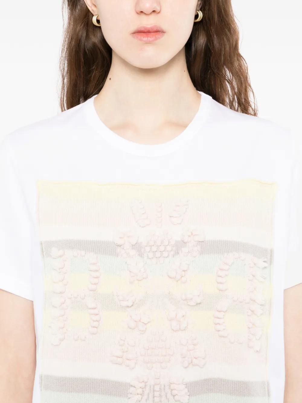 Barrie T-shirt met kasjmier patch en logo Wit