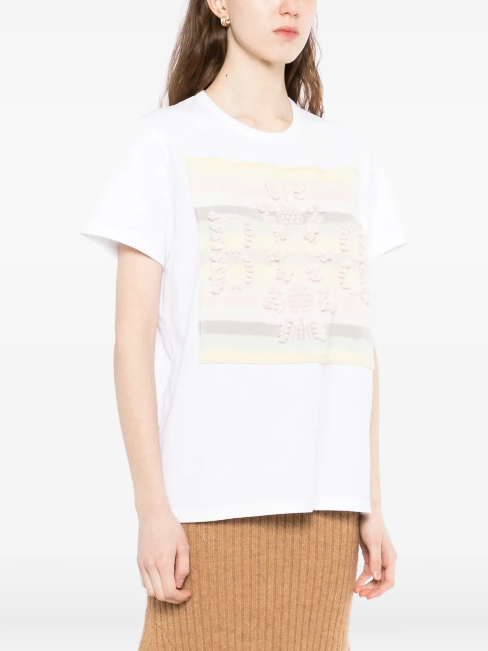 Barrie T-shirt met kasjmier patch en logo Wit
