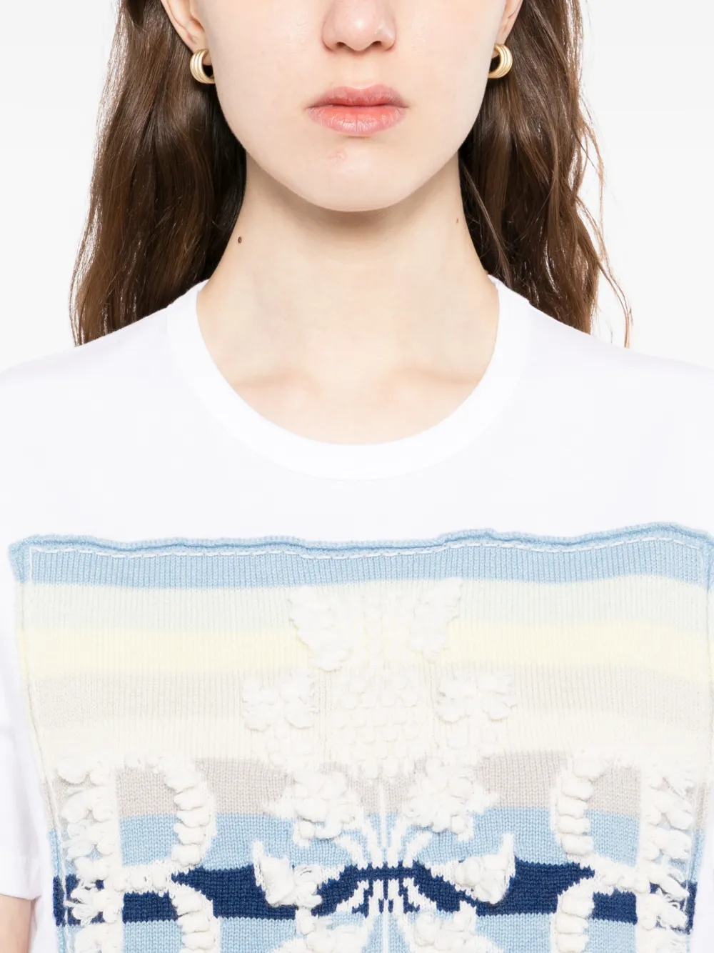 Barrie T-shirt met kasjmier patch en logo Wit